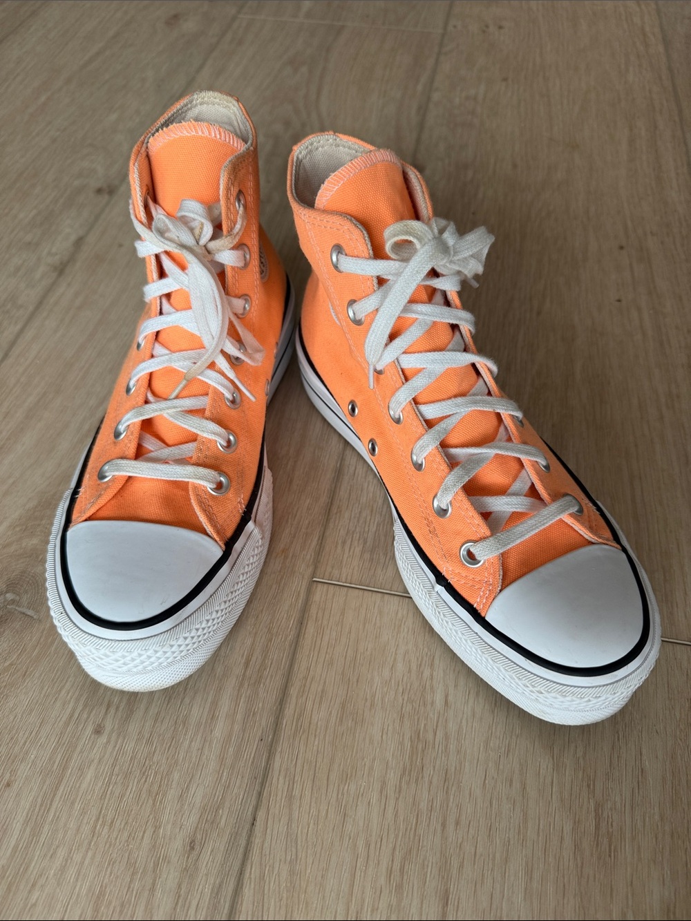 Converse High-Top Sneakers in Orange and White